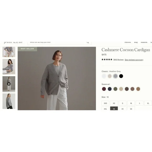 Jenni Kayne Cashmere Cocoon Cardigan Heather Grey Women’s Plus Size 1X Oversized - Picture 16 of 16